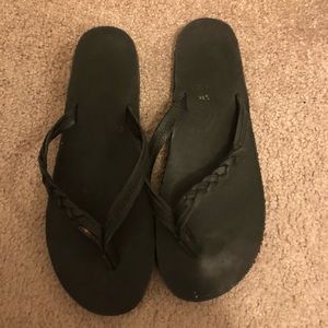Black Rainbow Leather Flip Flops